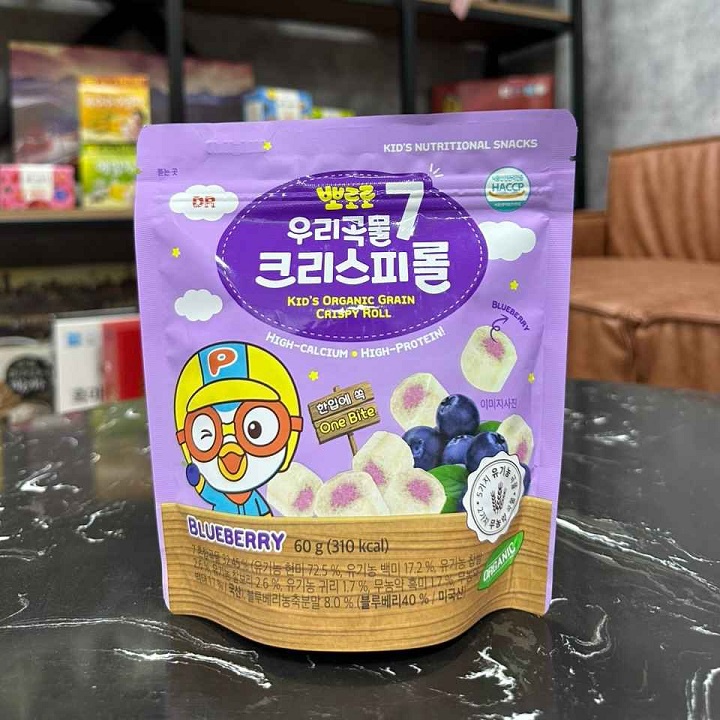 PORORO - BÁNH HỮU CƠ 7 LOẠI NGŨ CỐC CUỘN TRÒN (PORORO KID'S GRAIN 7 CRISPY ROLL) 60GR