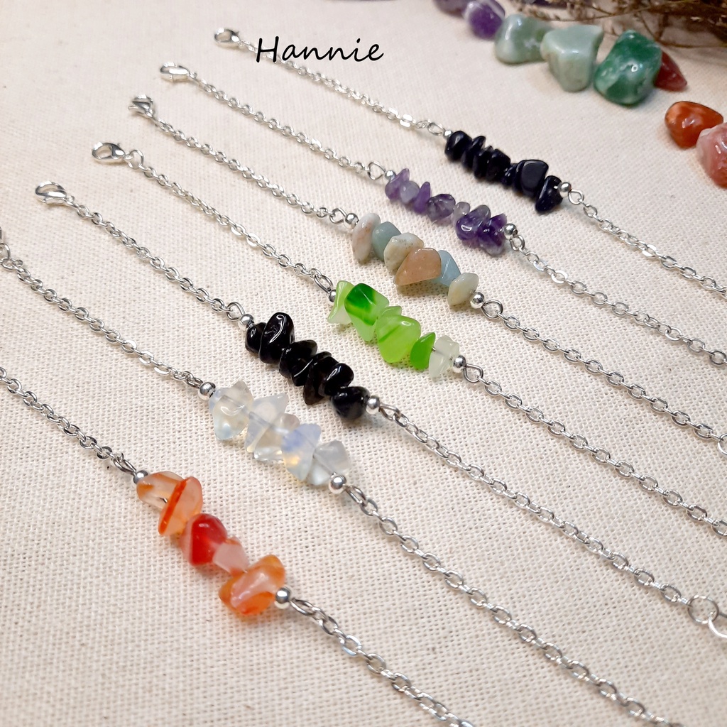 (Đen/Tím/Xanh lá/Đỏ/Trong) Set vòng tay vòng cổ hạt nhựa giả đá dây kim loại màu bạc- Lắc tay dây chuyền nam nữ đơn giản