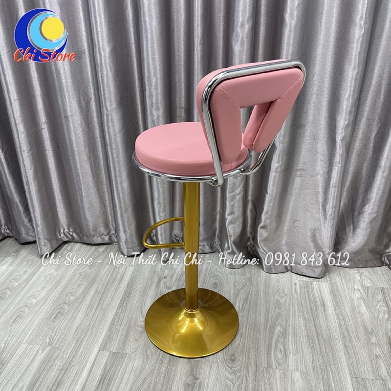 Ghế Xoay Makeup Chân Vàng Sang Chảnh, Ghế Ngồi Quầy Lễ Tân Xoay 360 Độ Và Tuỳ Chỉnh Độ Cao