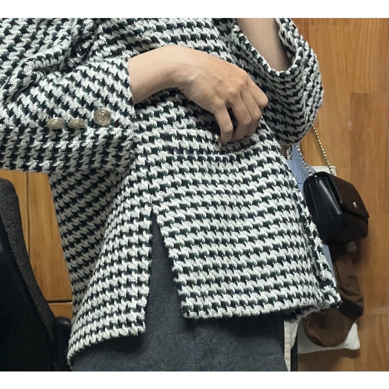 Áo cardigan len giả tweed