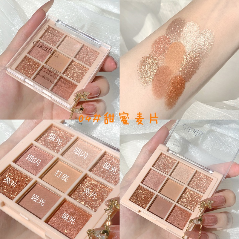 Phấn Mắt DIKALU 9 Ô Với Các Tone Màu SIÊU HOT - Bảng Phấn Mắt Có Nhũ Lấp Lánh, Phấn Mắt Nội Địa Trung