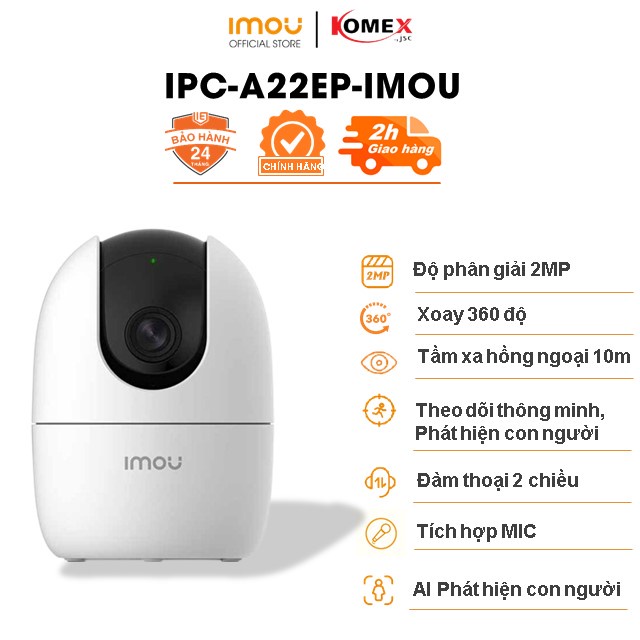 Camera IP Wifi IPC-A22EP IMOU 1080 Full HD, ghi màn hình đêm sắc nét, nhận diện thông minh