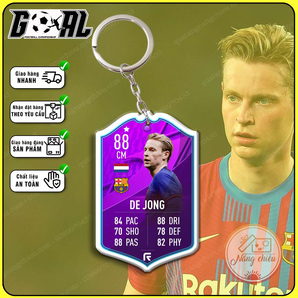 Móc khóa Frenkie de Jong cao cấp mới nhất 2023-phụ kiện treo balo hottrend-cầu thủ yêu thích CLB Barcelona [5100-5111]