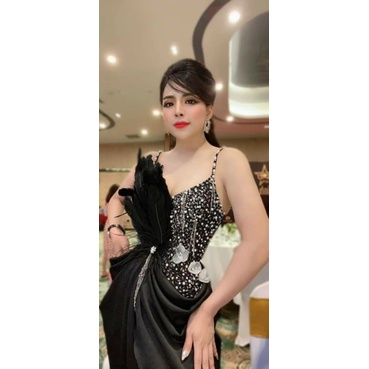 Đầm body dư tiêc đính đá lông vủ