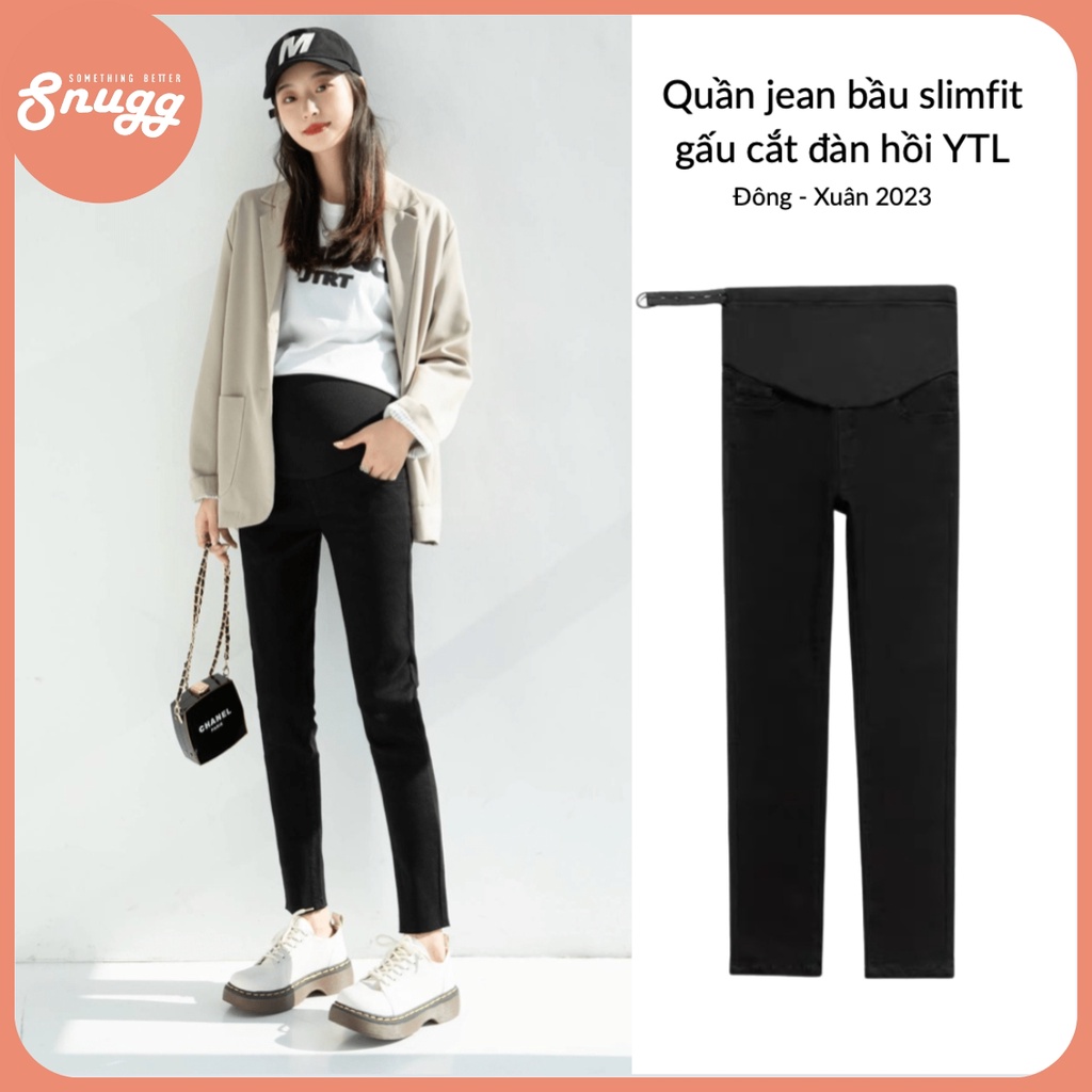 Quần jean bầu slimfit gấu cắt đàn hồi YTL 2023 - SNU2168