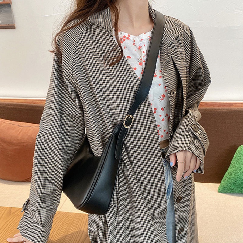 Mischa Túi Đeo Vai Da PU Màu Trơn Phong Cách retro Thời Trang