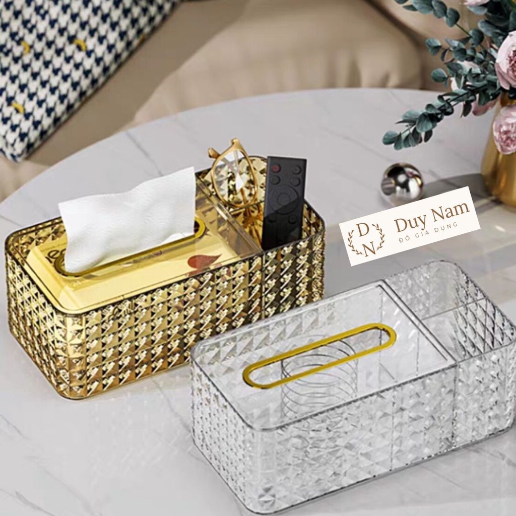 Hộp Đựng Khăn Giấy Đa Năng Hoạ Tiết Kim Cương
