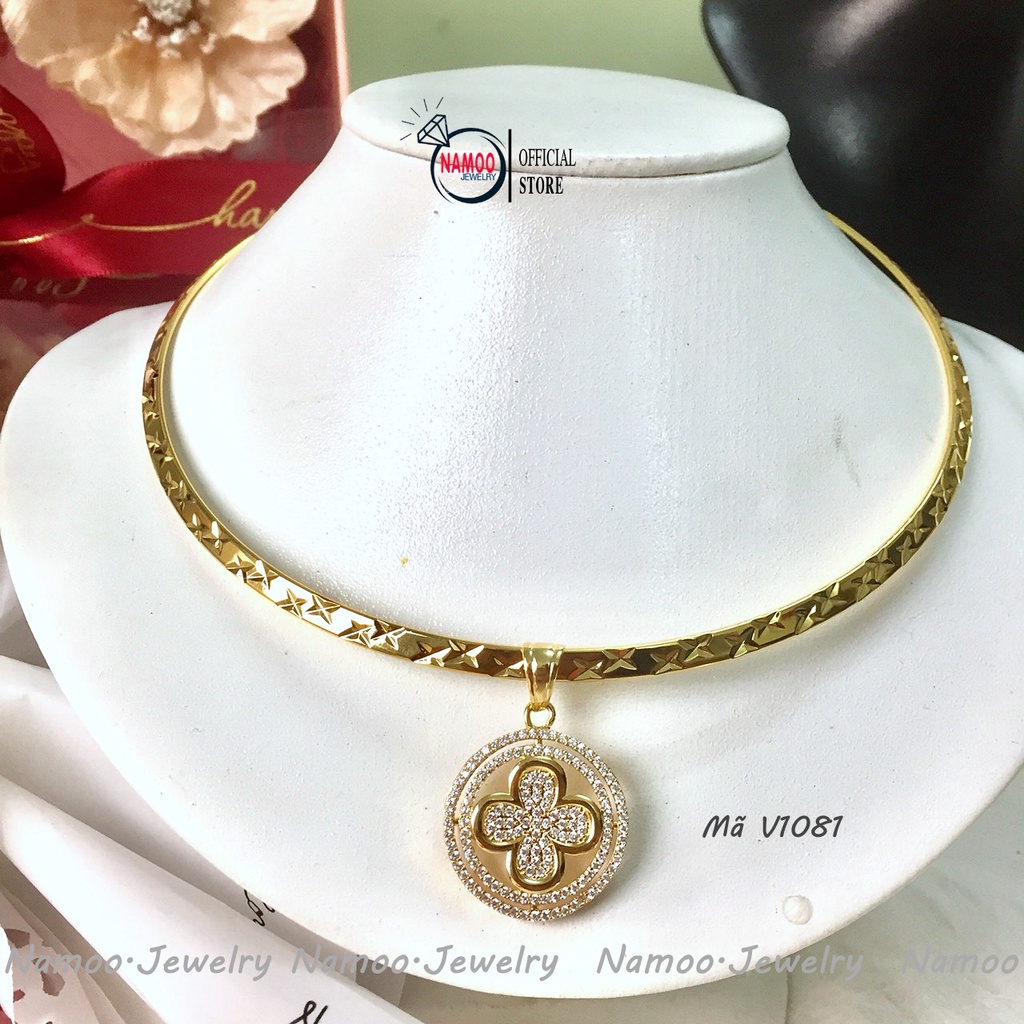 Dây Chuyền Nữ V1081 Cực Đẹp Với Kiểu Dáng Mặt Hoa Cực Đẹp, Khảm Đá Tinh Xảo Cho Nữ Namoo Jerwelry