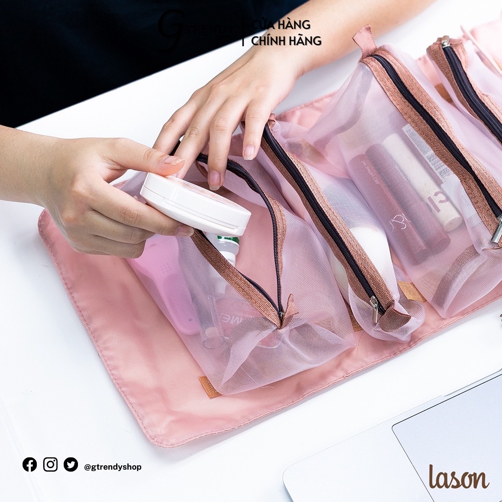 Túi đựng mỹ phẩm du lịch, hộp đựng đồ trang có thể tách rời 4 trong 1 LeeGoo, túi phụ kiện GTRENDY