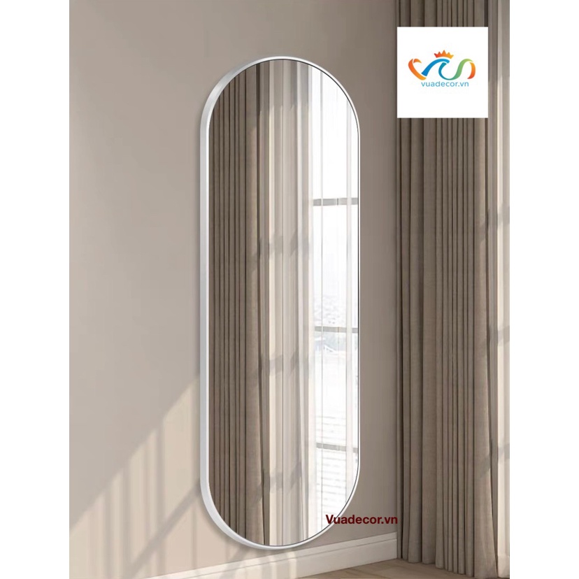 Gương toàn thân Oval viền nhôm cao cấp VUADECOR kích thước theo yêu cầu