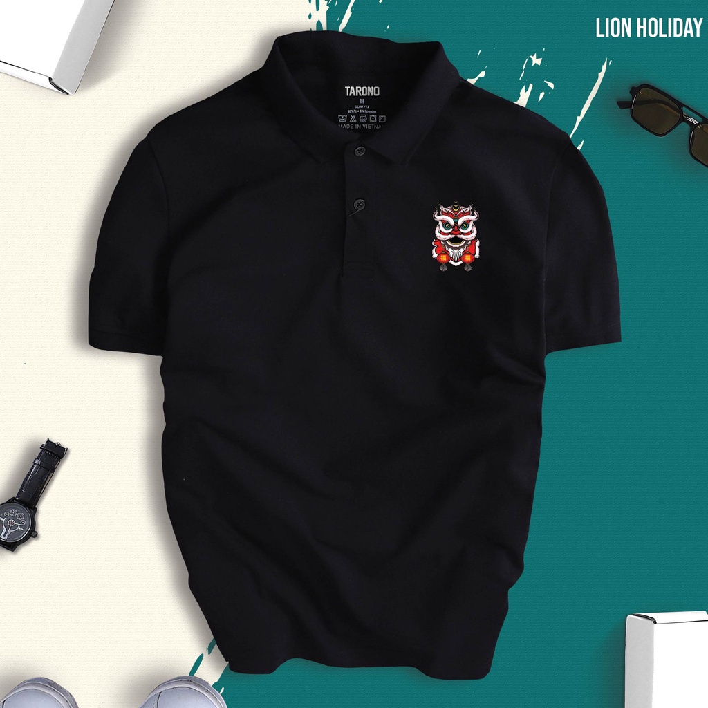 Áo Polo TẾT CON LÂN nam nữ cổ bẻ vải xịn Unisex, trẻ trung, thanh lịch LION HOLIDAY