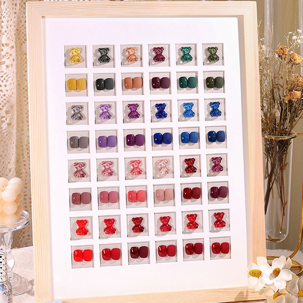 Bộ 20 Thẻ Trưng Bày Móng Tay Trong Suốt Hình Gấu Độc Đáo