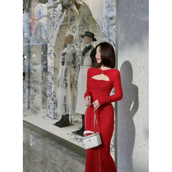 Đầm Thiết Kế Cutout Lưng Ngực Siêu Sexy Tôn Dáng Chất Ren Cao Cấp Mã CH