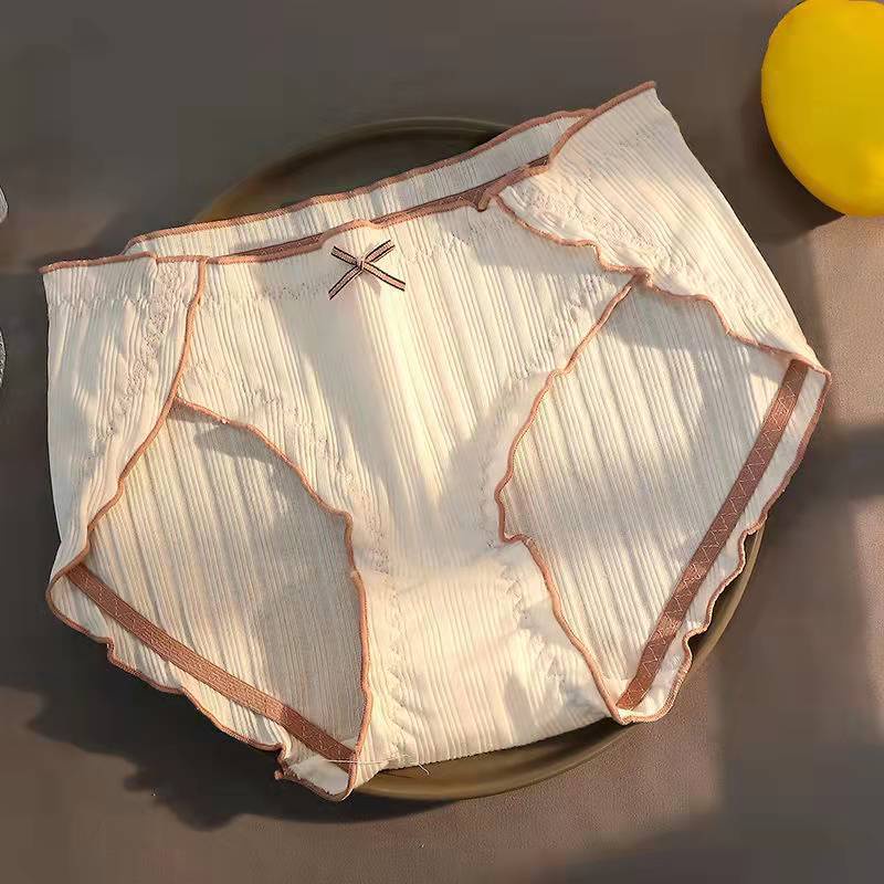 Quần Lót Cotton Không Đường May Thoáng Khí Đính Nơ Phong Cách Hipster Cho Nữ