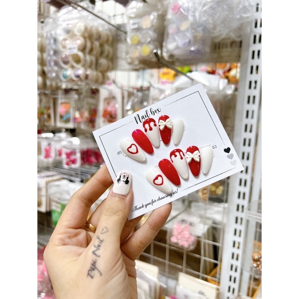 nailbox nơ tim đỏ