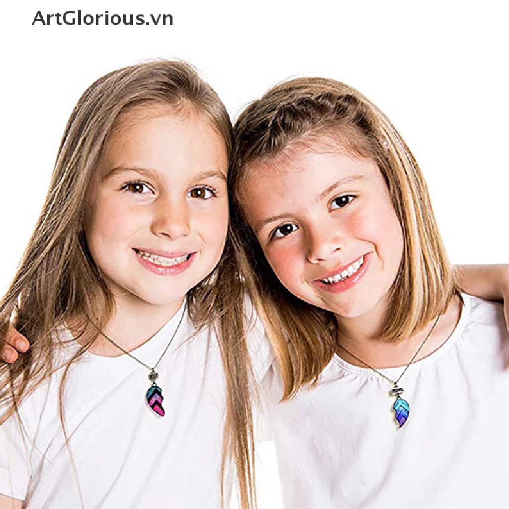 Set 2 Vòng cổ Mặt Hình Trái Tim Khắc Chữ Best Friend Cho Cặp Đôi
