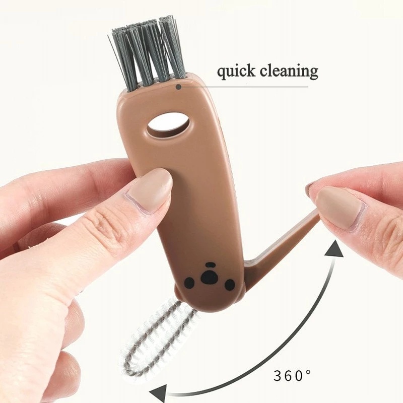 Cọ Vệ Sinh Cốc / Bình Nước / Bàn Phím / Ấm Trà Đa Năng 3 Trong 1 Hình Gấu Hoạt Hình Dễ Thương