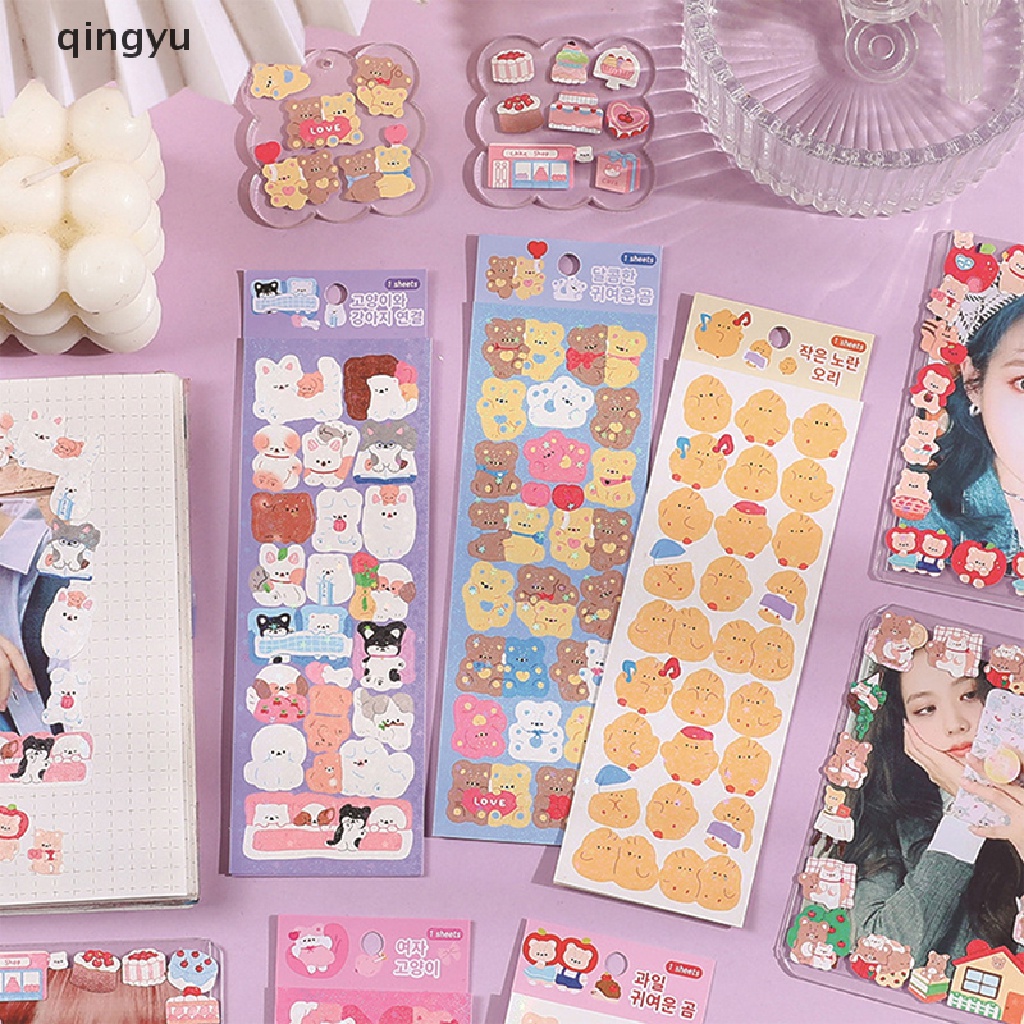 1 Tờ Miếng Dán Trang Trí Khung Ảnh Màu Laser Họa Tiết Hoạt Hình Dễ Thương