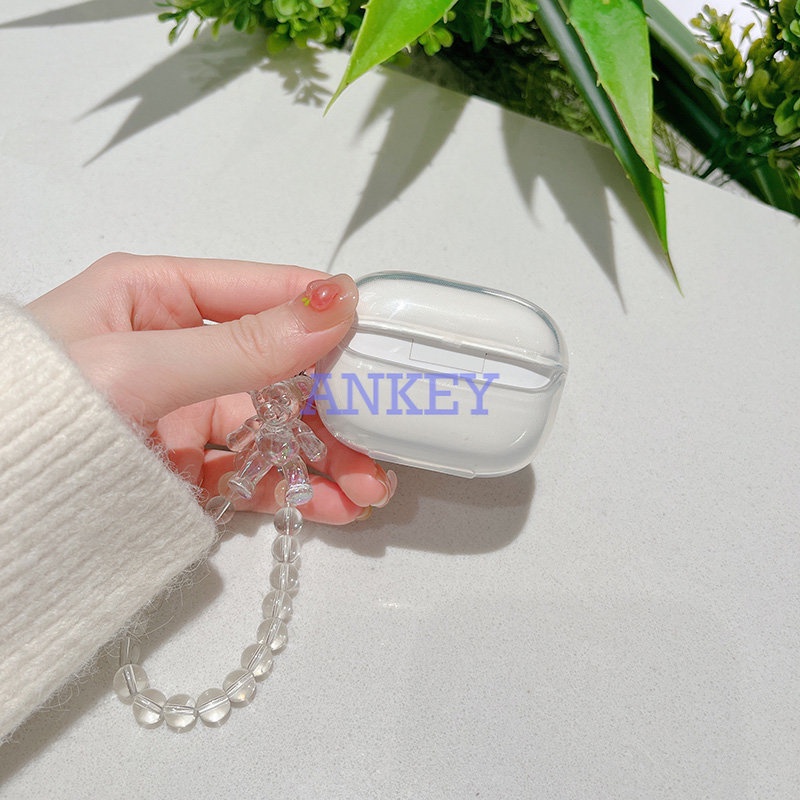 Sony WF-1000XM4 WF-1000XM3 LinkBuds S Ambie TW01 Cover Strawberry Bear Transparent Earphone Silicone Case Earbuds Waterproof Shockproof Soft Protective Headphone Cover Headset Skin
