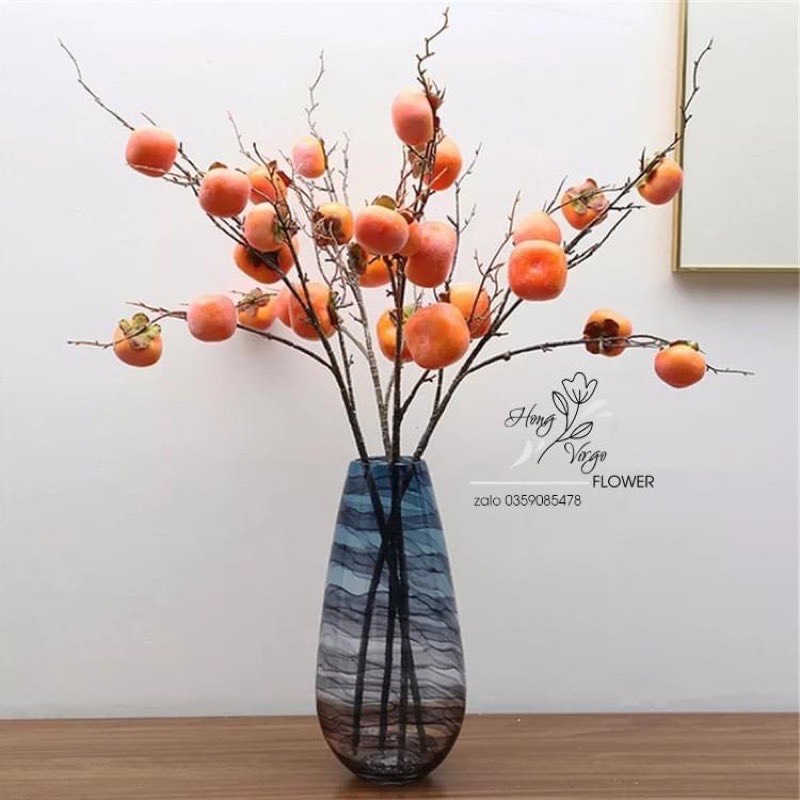 Cành hồng giả trang trí phòng ngủ phòng khách quán cafe nhà hàng chất liệu cao cấp 6-7 quả màu sắc tự nhiên