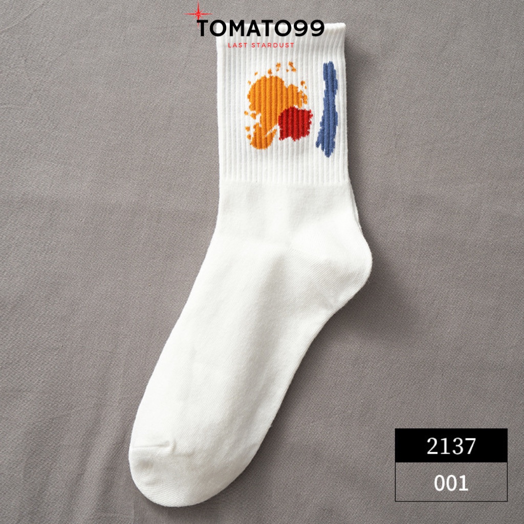 Tất trắng cao cổ nam nữ sét 10 đôi hoạ tiết pha sơn T40
