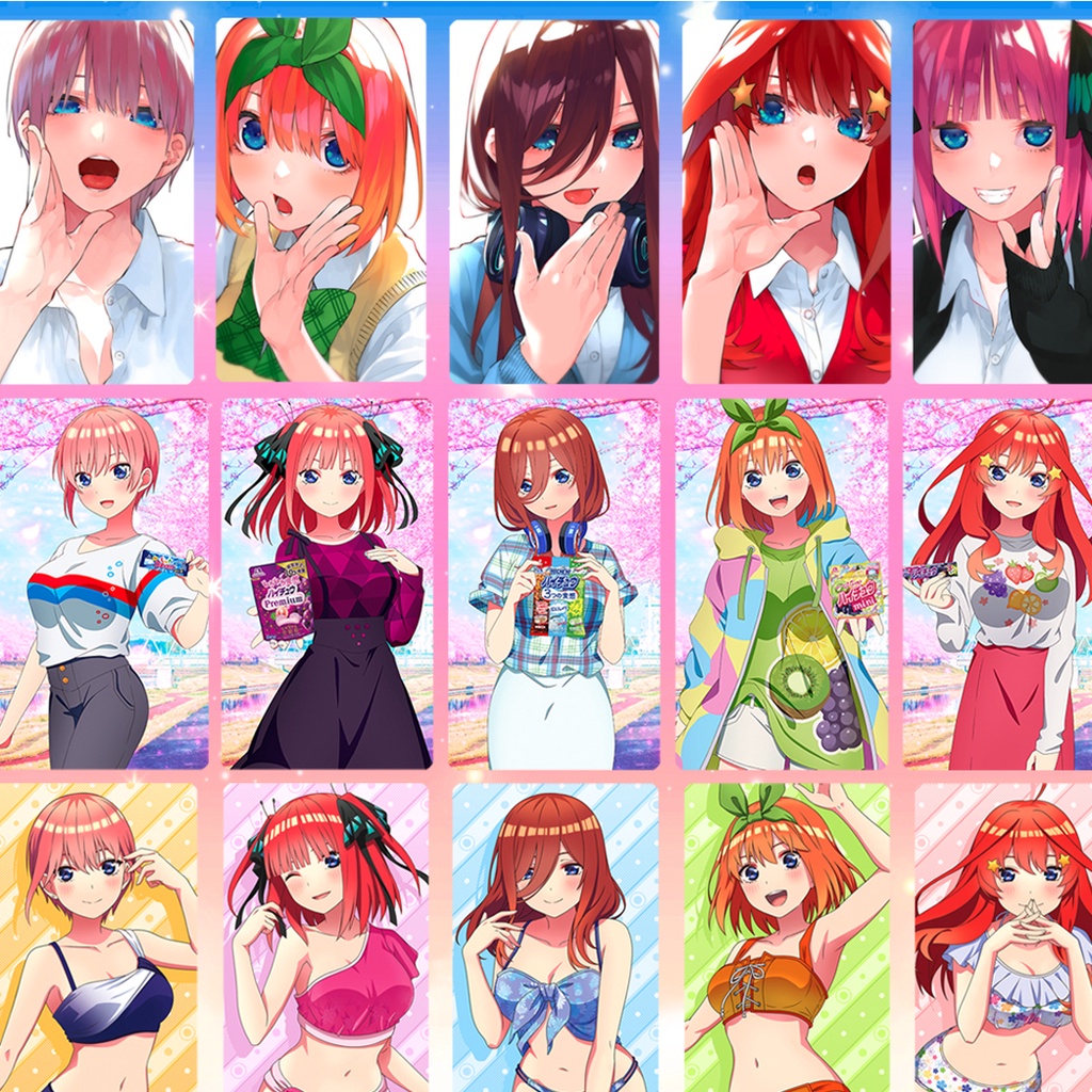 Bộ 5 tấm ảnh card bo góc NHÀ CÓ 5 NÀNG DÂU chủ đề dễ thương nhiều mẫu - GOTOUBUN NO HANAYOME - anime manga