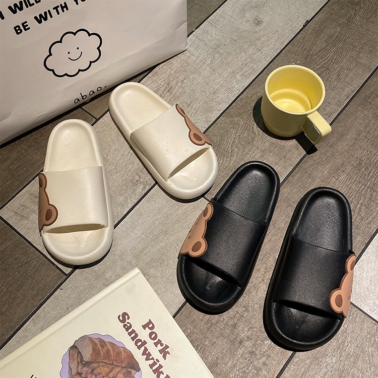 Dép bánh mì, dép quai ngang Gấu nam nữ, đế đúc nguyên khối siêu mềm nhẹ chống trơn, chống thấm nước