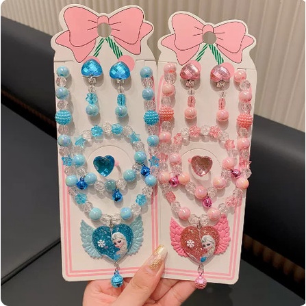 Bộ Dây Chuyền Công Chúa Elsa & Anna Cho Trẻ Em... set 4 trong 1