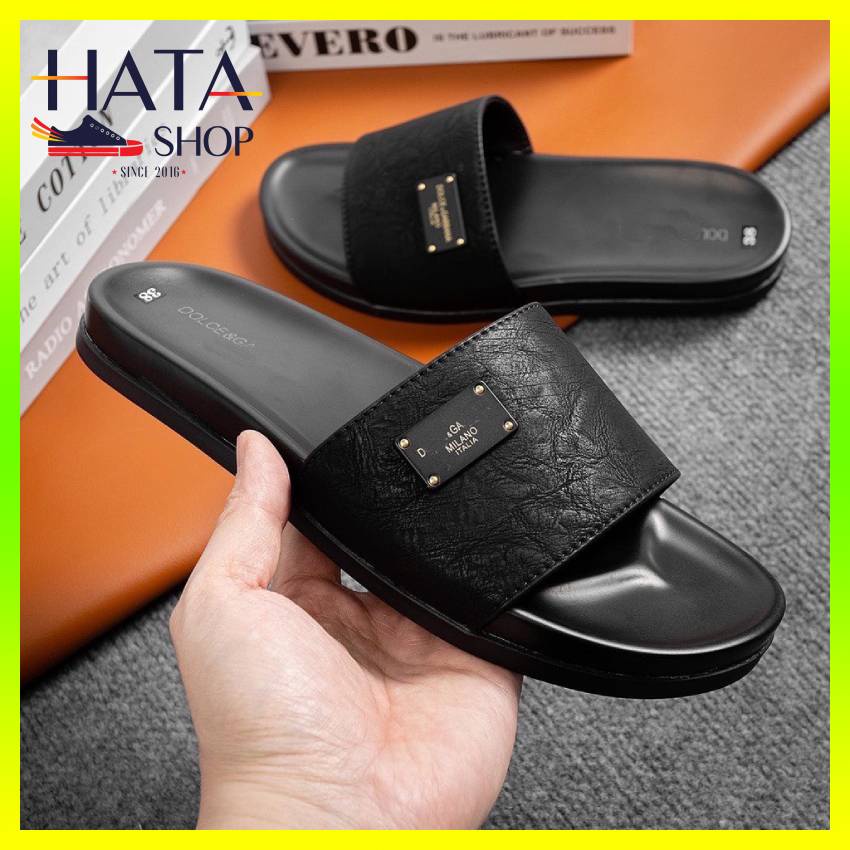 Dép Nam DG Huy Phong. -  dép nam quai ngang da bò xịn đế cao su êm chống trơn trượt