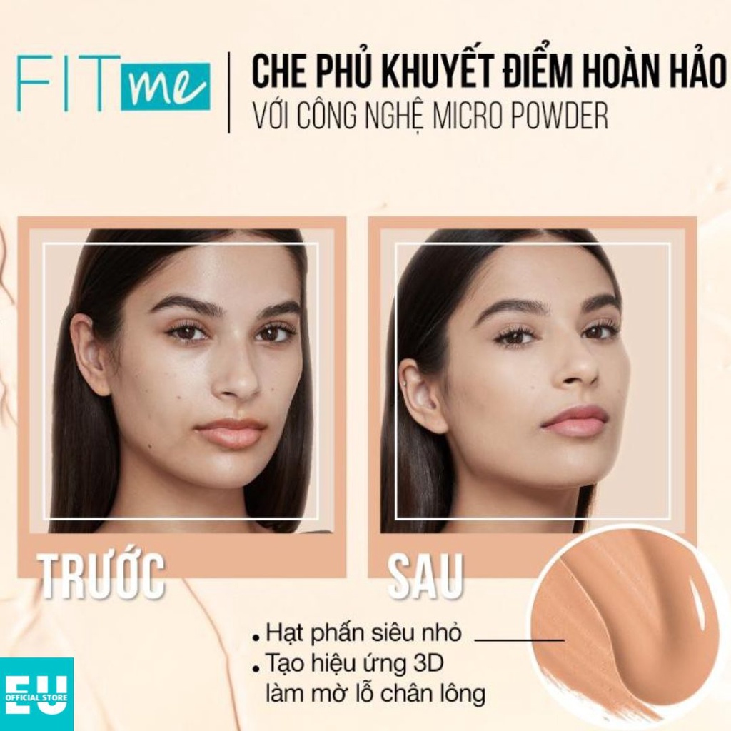 [ Tone 130]Kem Nền Mịn Nhẹ Kiềm Dầu Fit Me Maybelline New York Matte Poreless Foundation 30ml