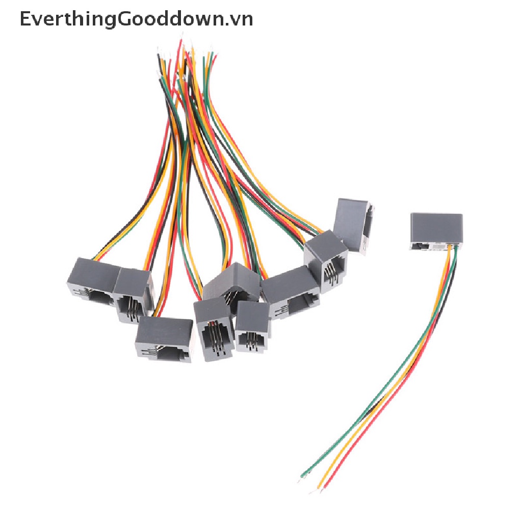 Everthinggooddown 10 Bộ Điều Hợp Điện Thoại Di Động 616E 4P4C RJ9 Female Với 4 Dây vn