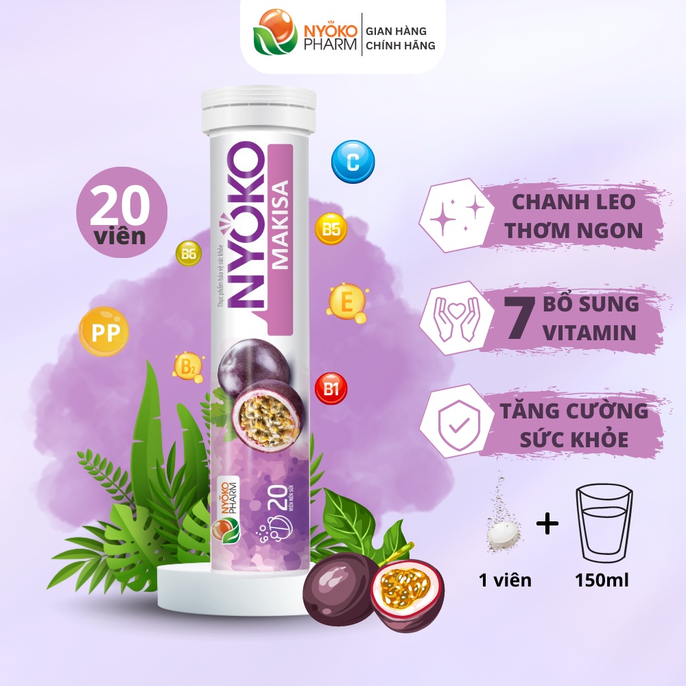 Viên sủi vitamin Makisa NYOKO tăng sức đề kháng cho cơ thể hộp 1 lọ 20 viên