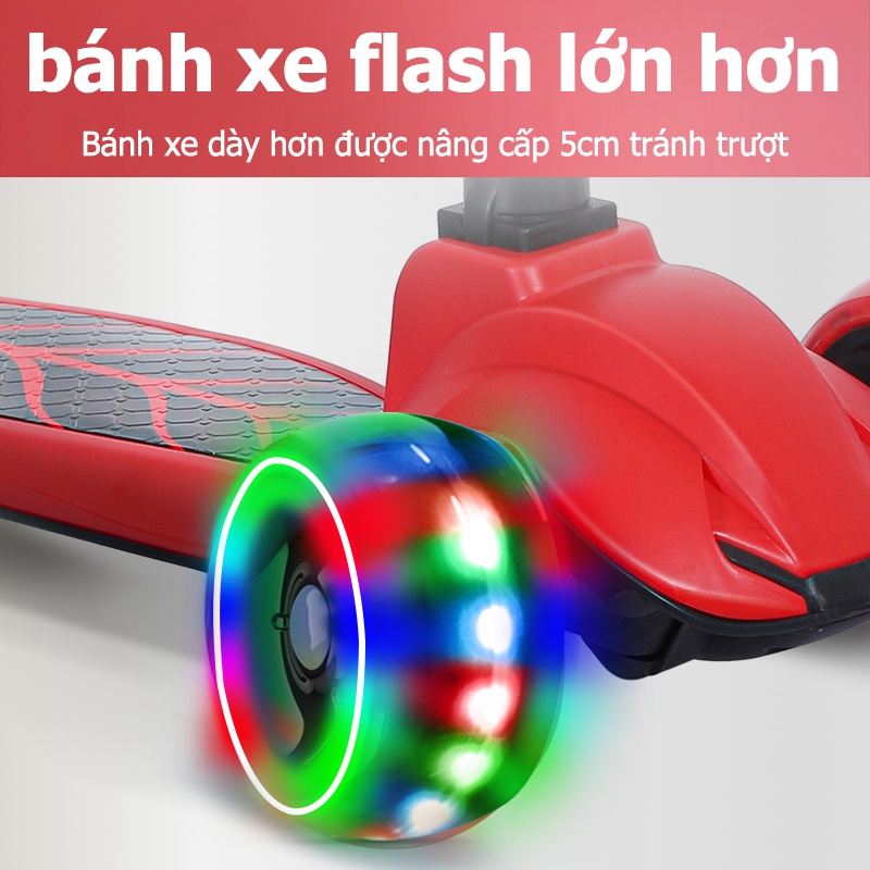 Xe Scooter 3 Bánh Có Đèn Flash Có Thể Điều Chỉnh Dành Cho Bé 3-10 Tuổi