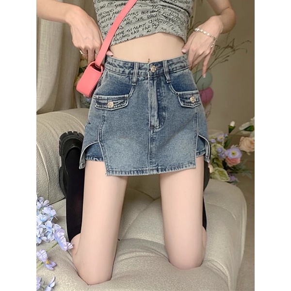 quần giả Chân váy jean Lưng Cao Form Ôm Kiểu Dáng Hợp Thời Trang❤️