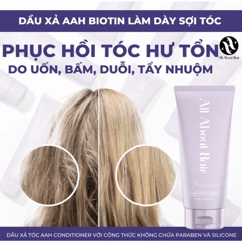 COMBO Ủ - GỘI - XẢ ALL ABOUT HAIR [ Tặng dầu xả 50ml + Mũ ủ tóc + Kẹp càng cua ]