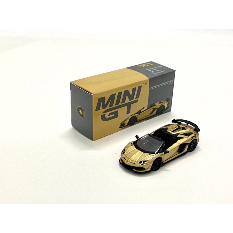 Mô Hình Xe MiniGT 363 Lamborghini Aventador SVJ Roadster Oro Elios(Xe mới 100% nhưng mất seal bảo vệ)