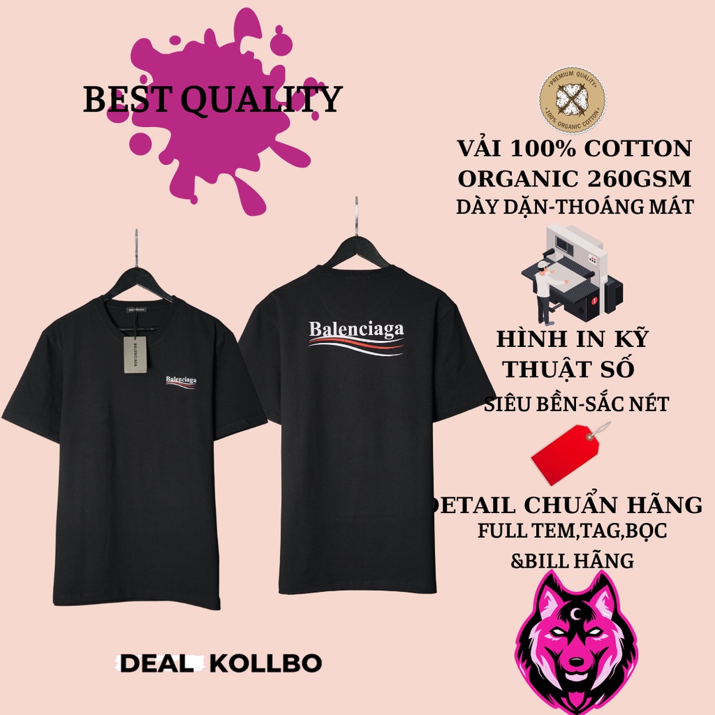 Áo Balencia Nam luxury Áo Thun Balencia Nữ casual Áo Thun Balencia Nam Nữ form rộng tay lỡ vải cotton organic 100 Best