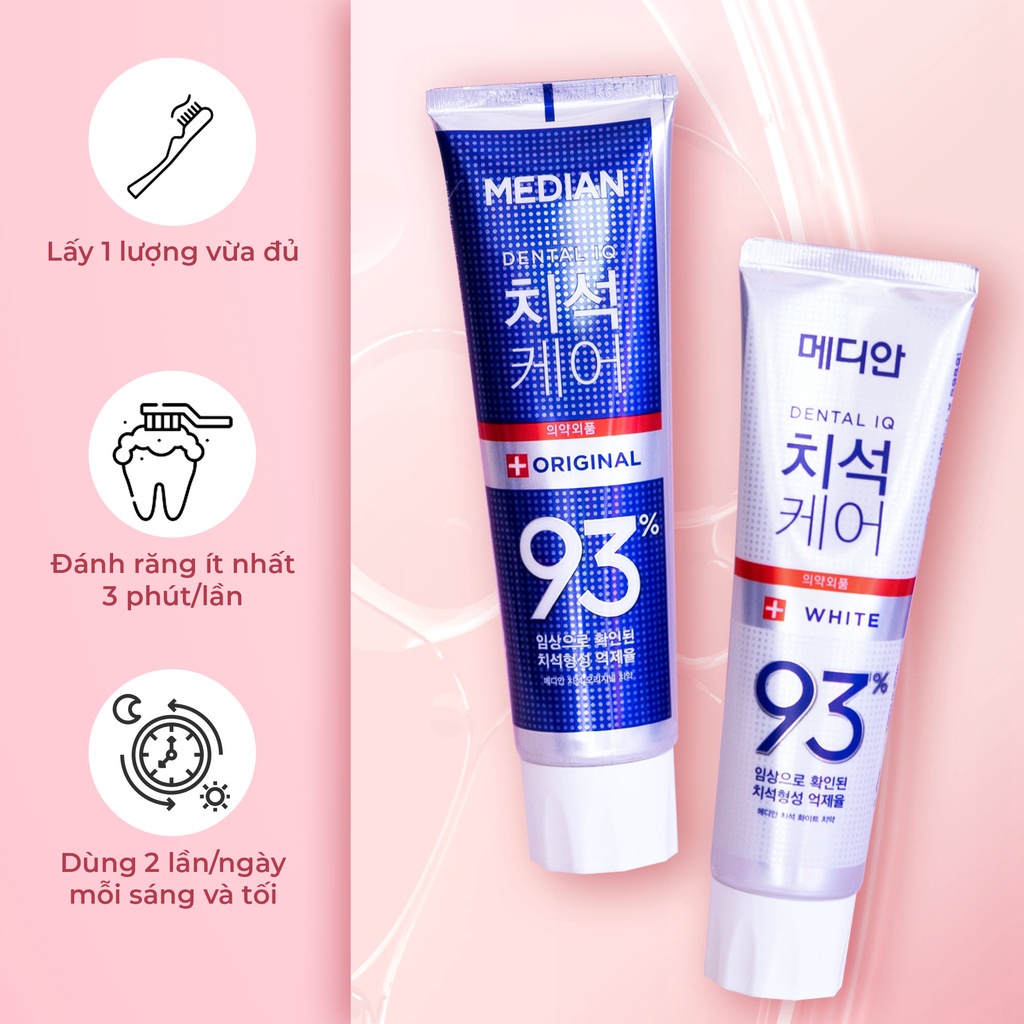 Kem Đánh Răng Giúp Trắng Răng, Giảm Ố, Loại Bỏ Mùi Hôi Median Dental IQ 93% Toothpaste 120g