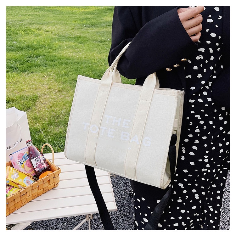 Túi Tote Đeo Chéo Vai Bằng Vải Bạt In Chữ Thời Trang Mùa Hè 2023