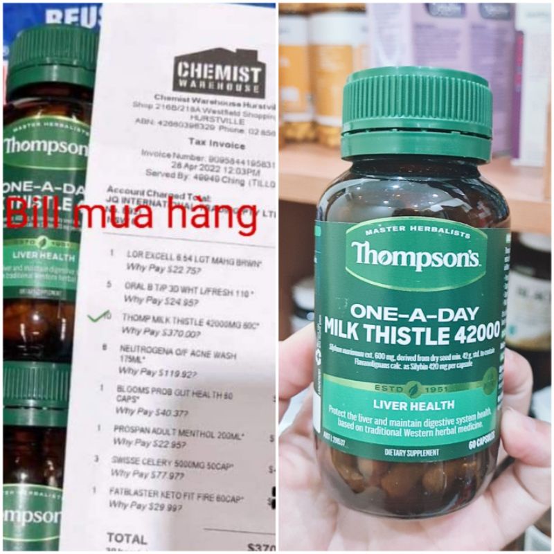 Thải độc gan  Thompson's Milk Thistle 42000 60 viên