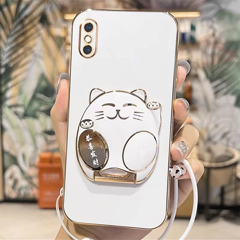 Ốp Điện Thoại TPU Dẻo Mạ Màu 3D Sang Trọng Có Giá Đỡ Gấp Gọn Cho iPhone X XS XR XSMAX