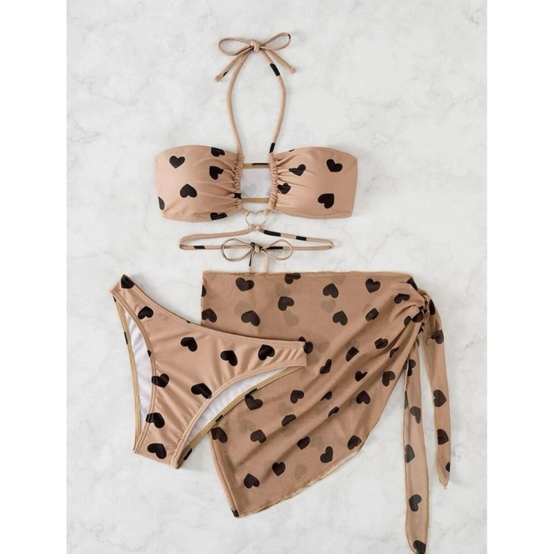 Bộ Đồ Bơi Co Giãn In Họa Tiết Trái Tim Quyến Rũ Cho Nữ