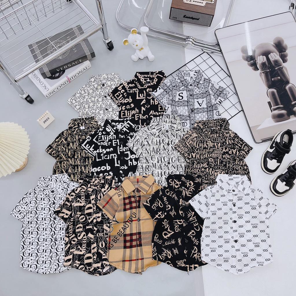 Set sơmi lụa ngắn phối quần kaki sang chảnh cho bé 10-20kg