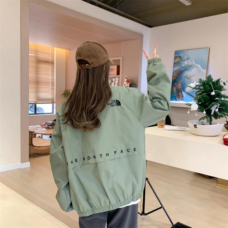 Áo Khoác Gió Thêu Logo The North Face Phối Khóa Kéo Chống Thấm Nước Thời Trang Cho Cặp Đôi