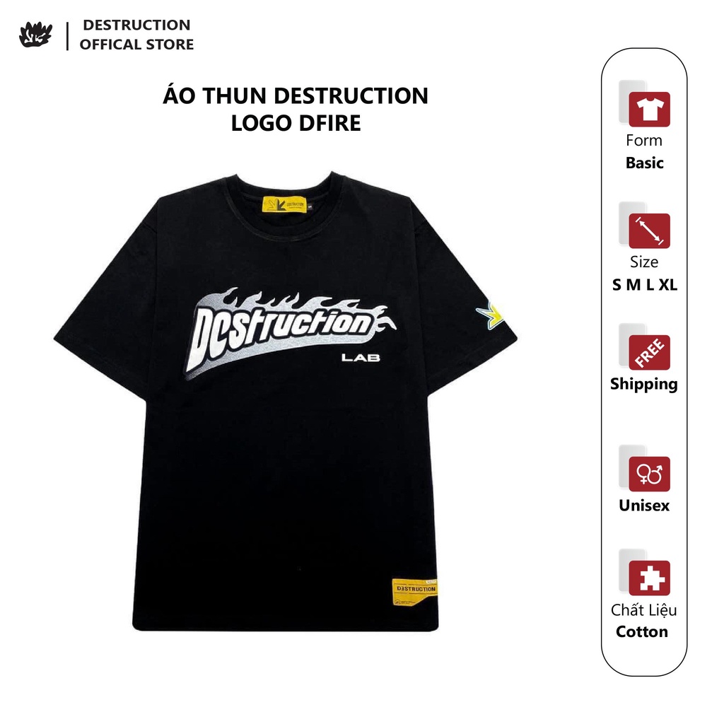 Áo thun local brand Destruction in hoạ tiết logo DFire, cổ tròn, cotton