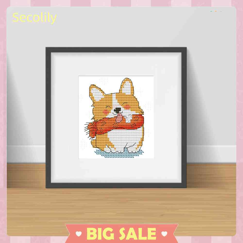 Mới Bộ Tranh Thêu Chữ Thập 14CT DIY Hình Chú Chó Cười Đang Cười