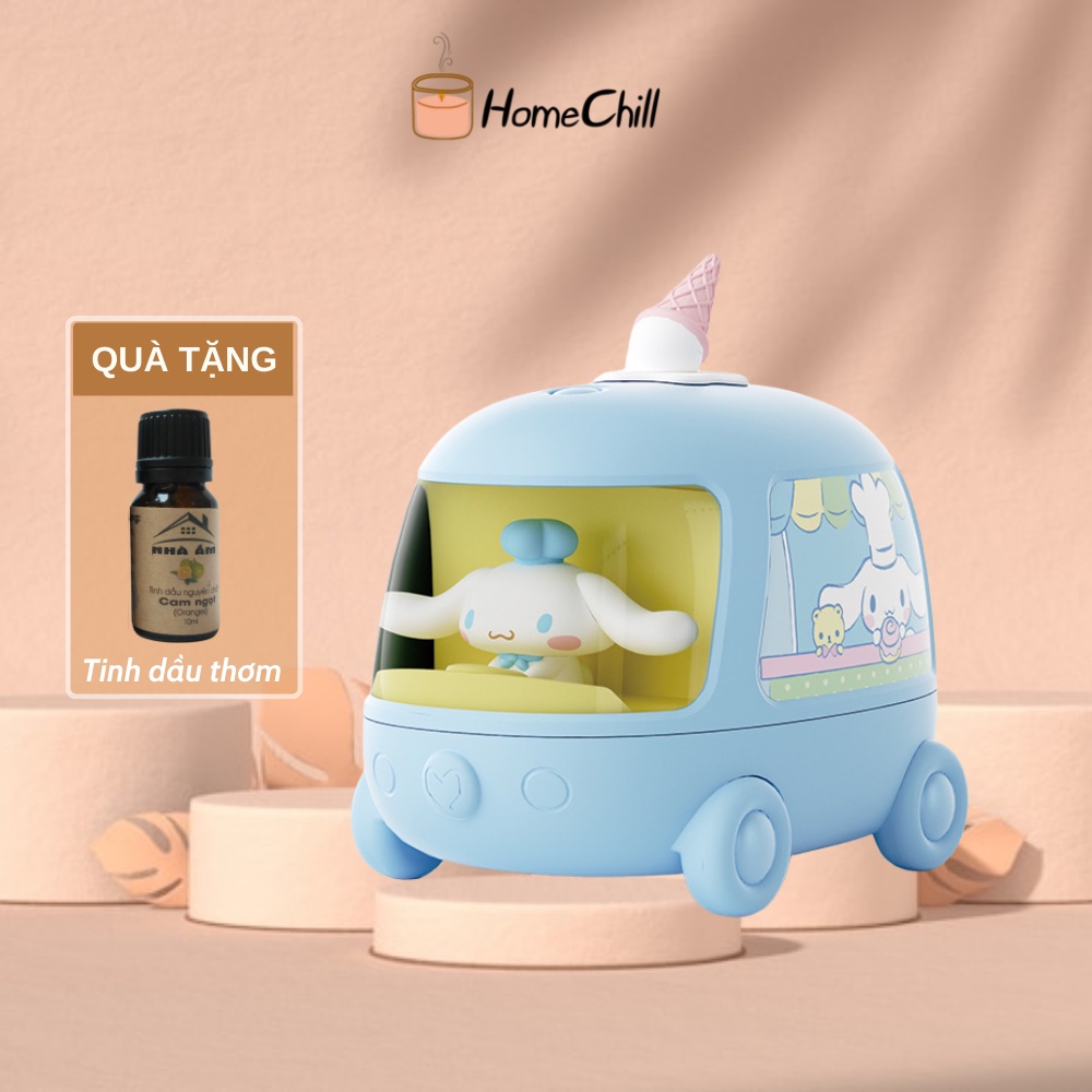 Đèn xông tinh dầu, máy phun sương tạo ẩm Amei hình oto đáng yêu, làm đèn ngủ trang trí phòng đẹp mắt