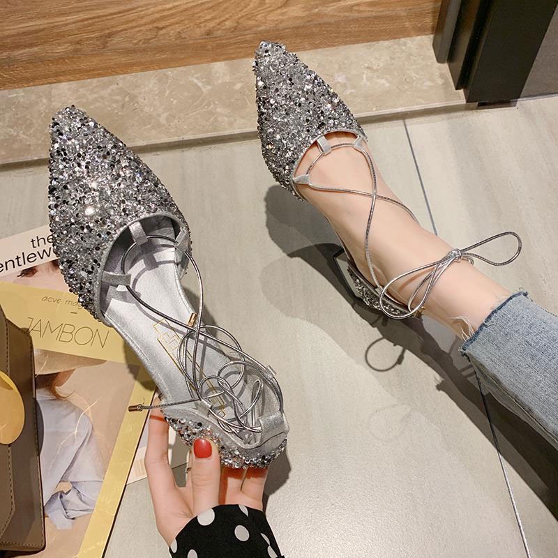 Giày Cao Gót Mũi Nhọn Gót Dày Vừa Thời Trang Hong Kong Cao Cấp Cho Nữ