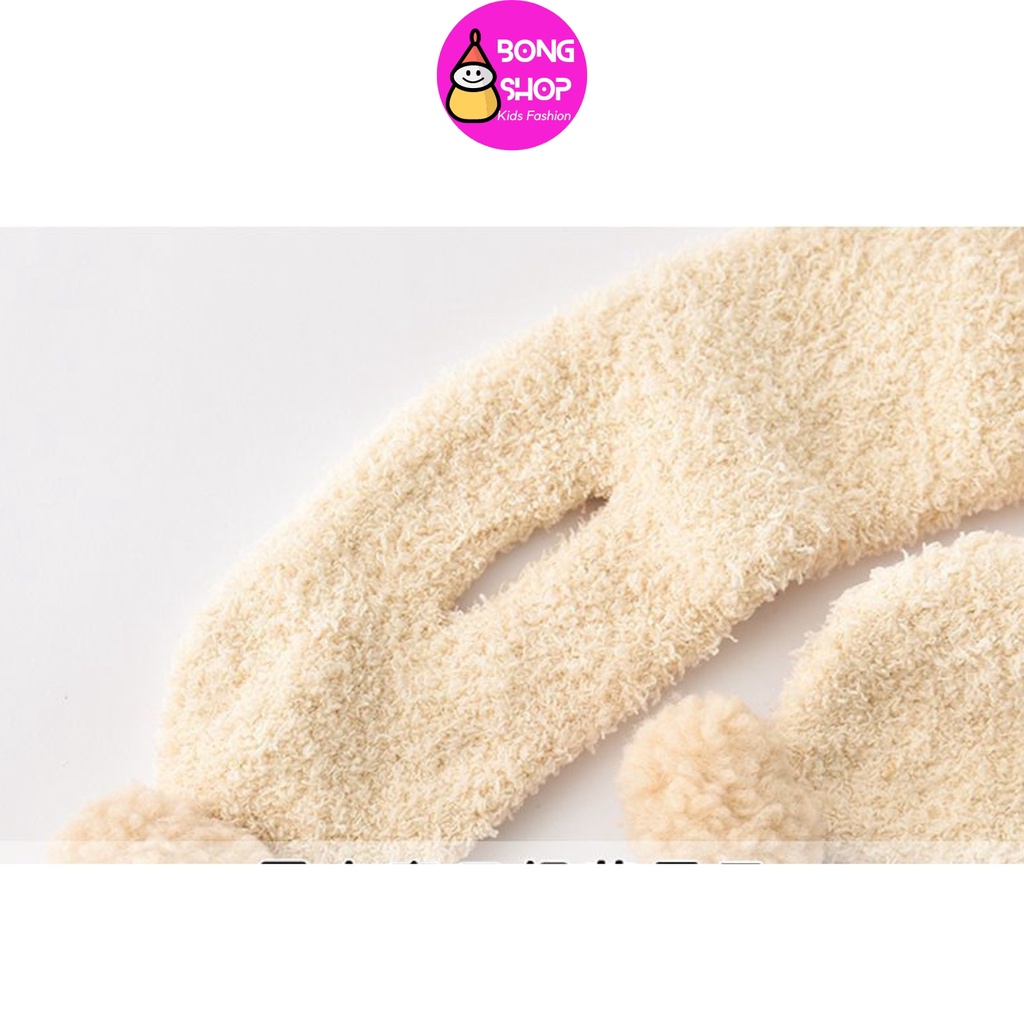 Set mũ và khăn quàng cổ len hình gấu dành cho bé trai bé gái 1 - 3T  mùa đông ấm áp