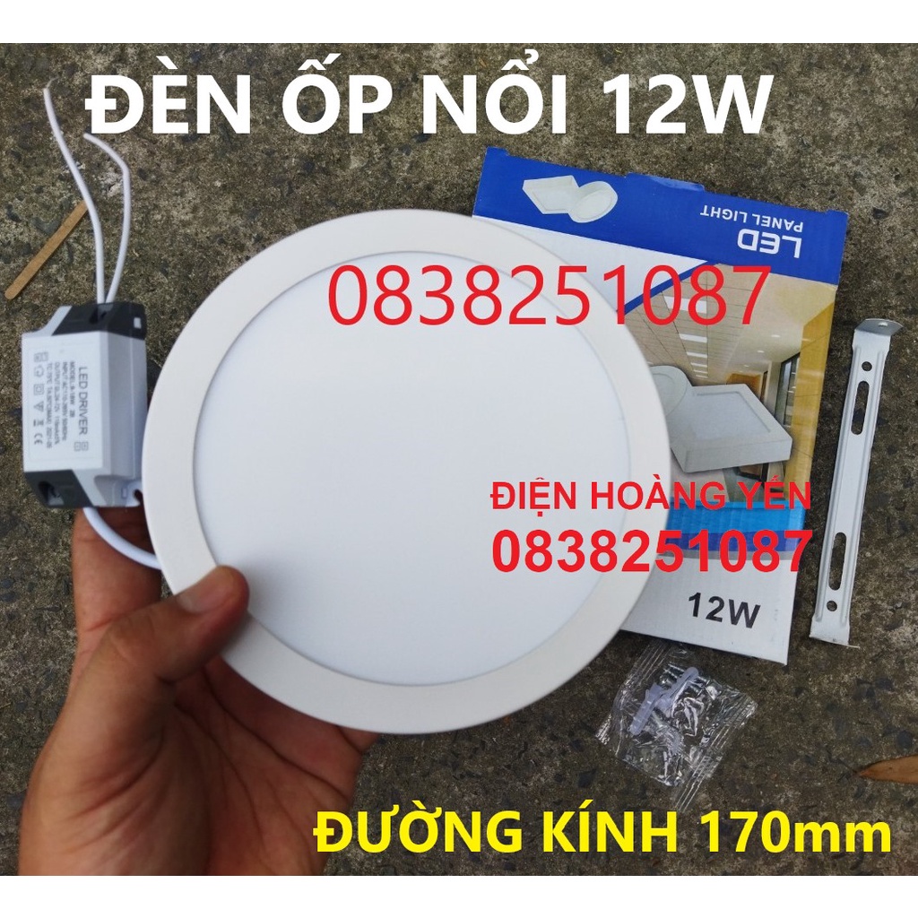Đèn ốp trần LED gắn nổi 12W vuông, tròn